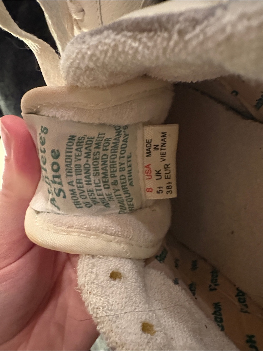 Reebok White Leather Sneakers with Cream Sole - Picture 2 of 3
